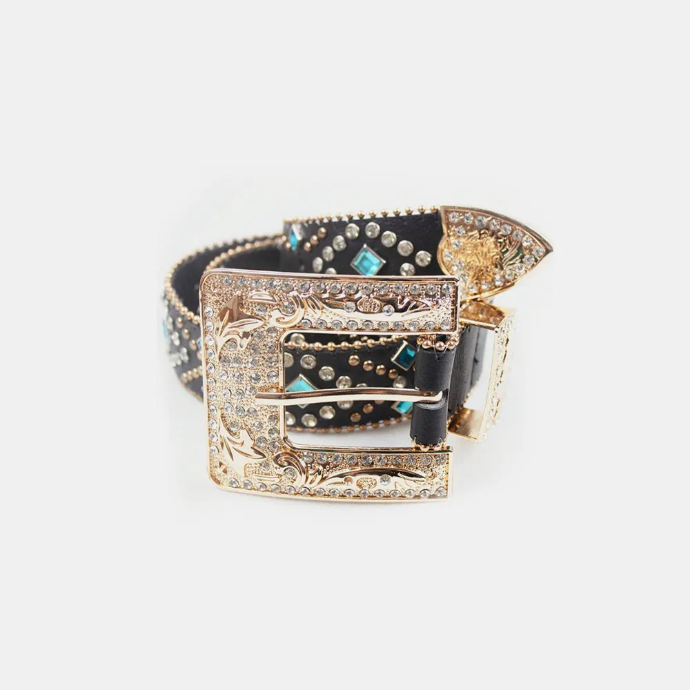 Rhinestone PU Leather Belt - Grace Beauty H&C