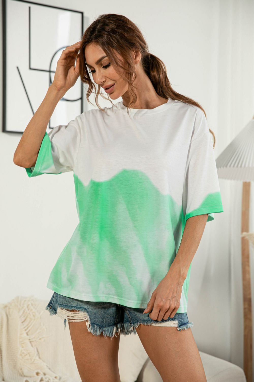 Tie-Dye Round Neck Tee Shirt - Grace Beauty H&C