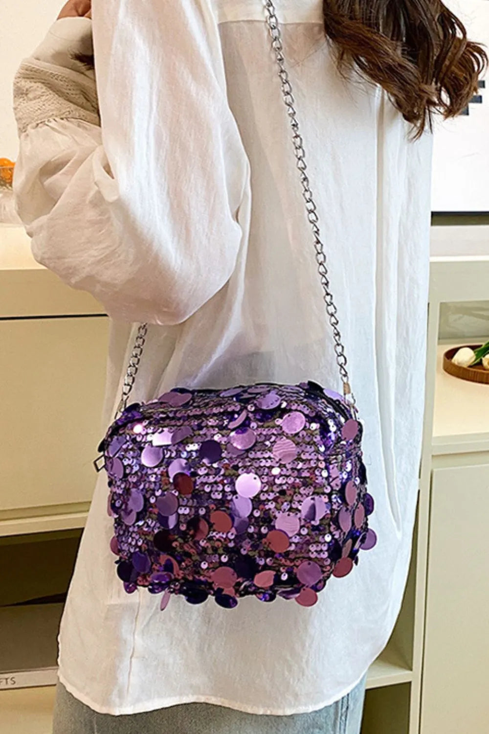 Sequin Chain Shoulder Bag - Grace Beauty H&C