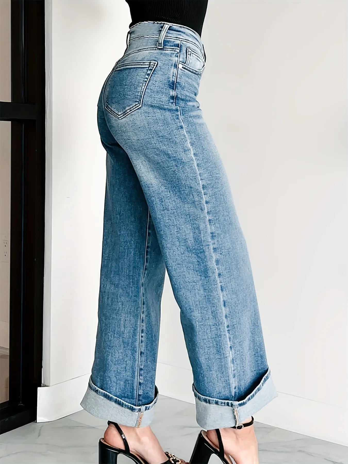 High-Waisted Wide Leg Jeans - Grace Beauty H&C