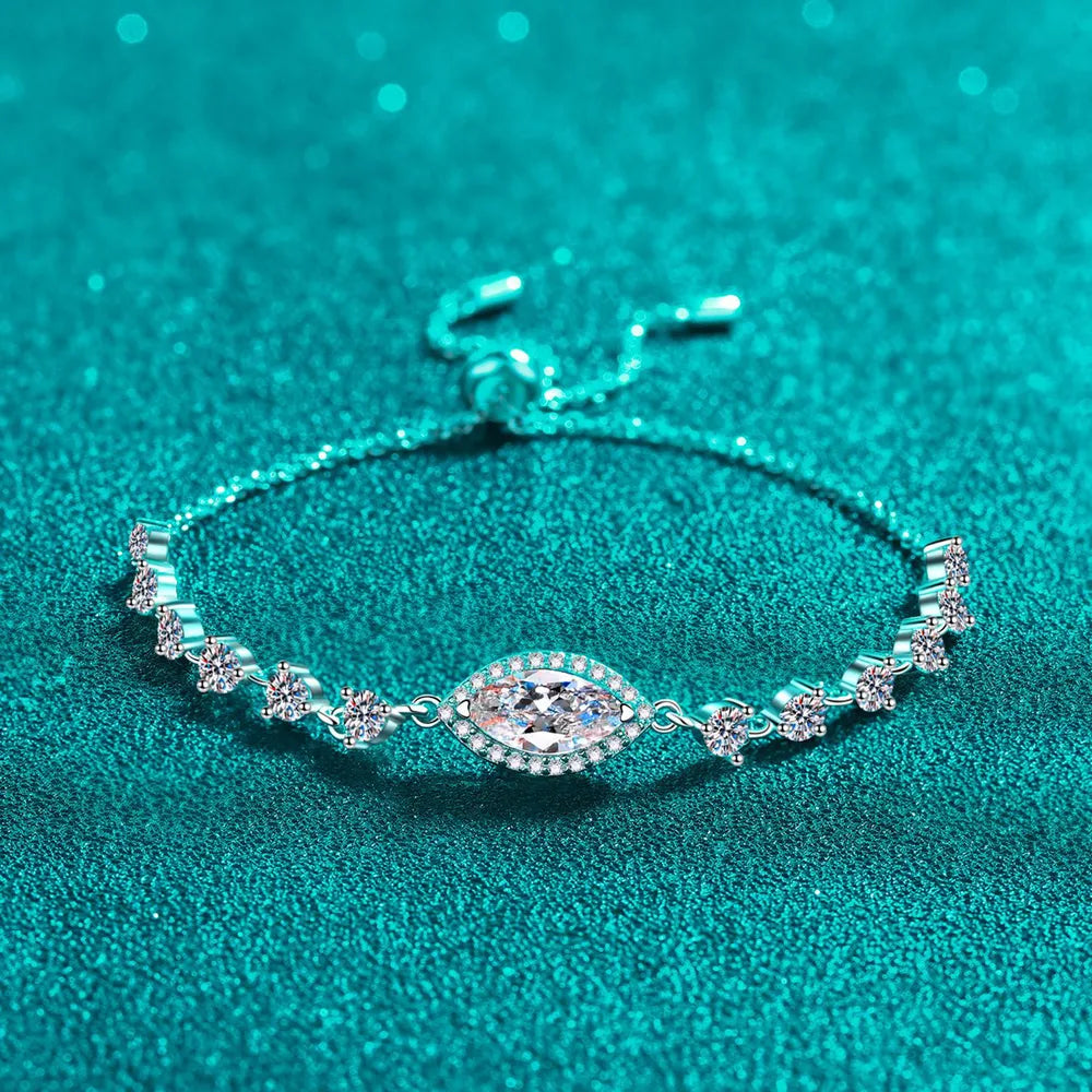 1 Carat Moissanite 925 Sterling Silver Bracelet - Grace Beauty H&C