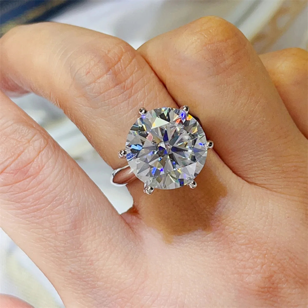 10 Carat Moissanite 925 Sterling Silver Ring - Grace Beauty H&C