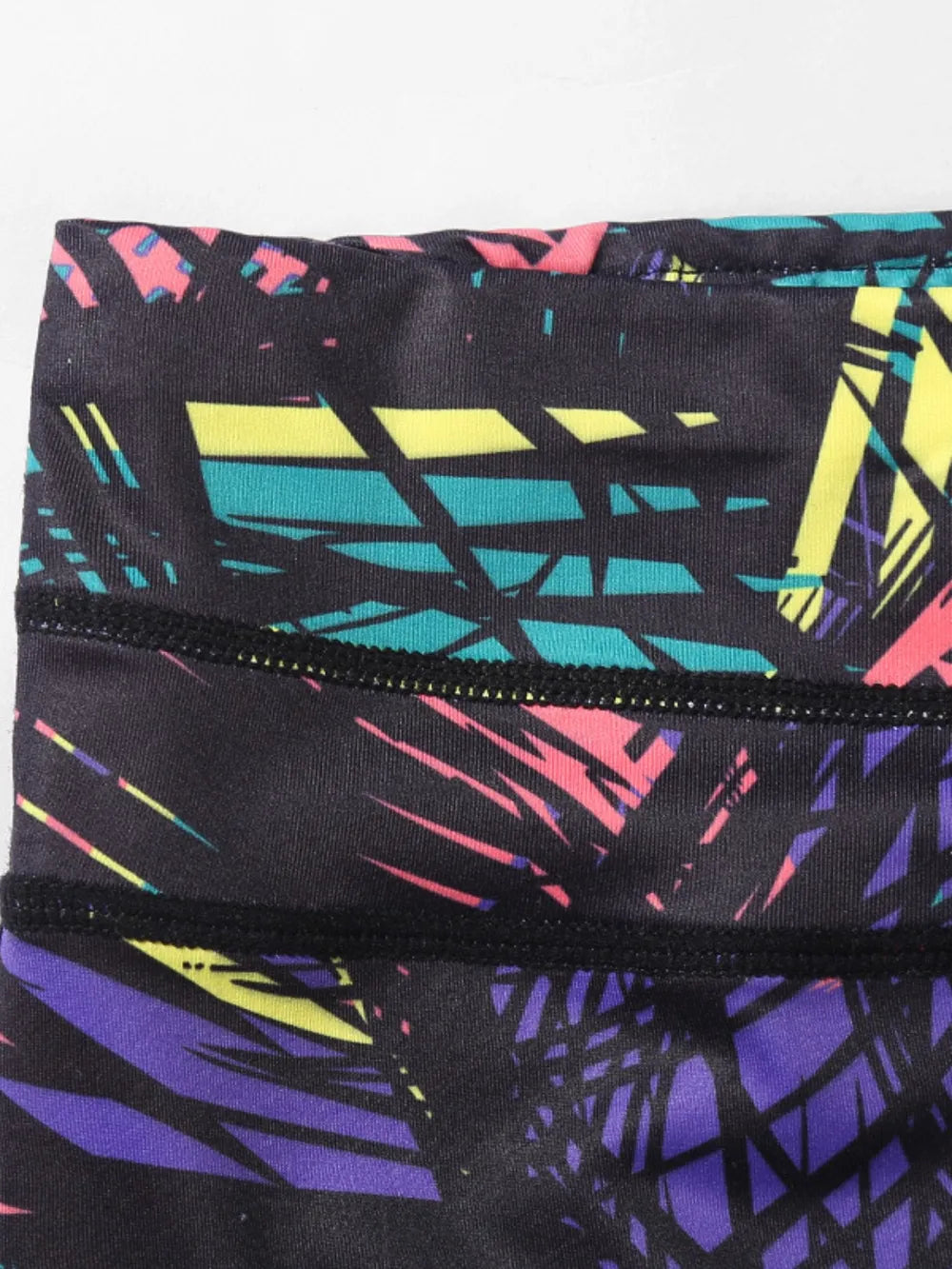 Printed Wide Waistband Active Leggings with Stirrups - Grace Beauty H&C
