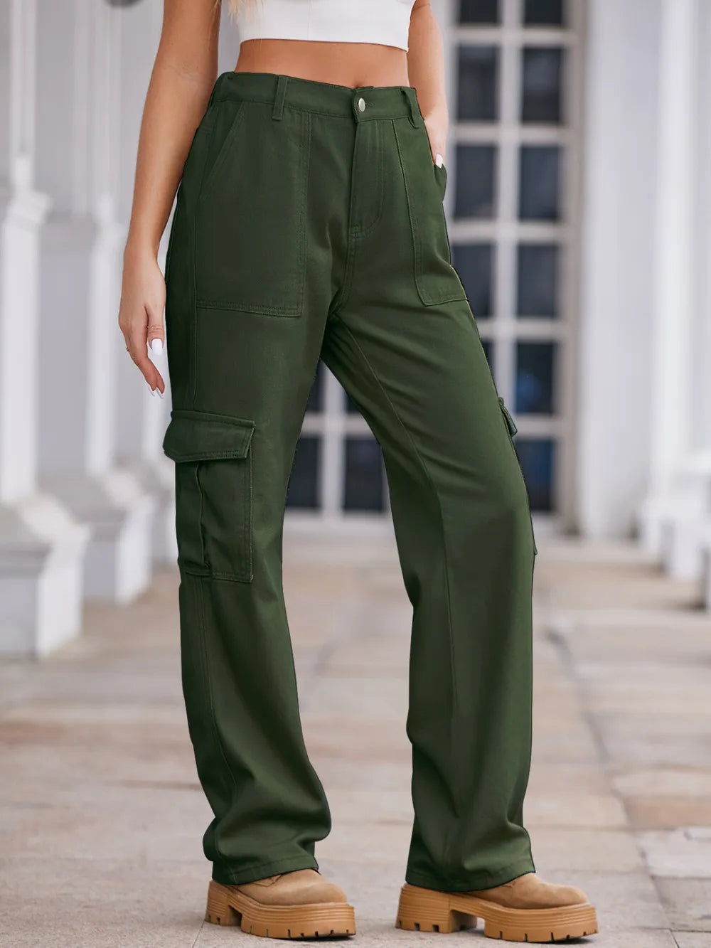Straight Denim Cargo Pants - Grace Beauty H&C