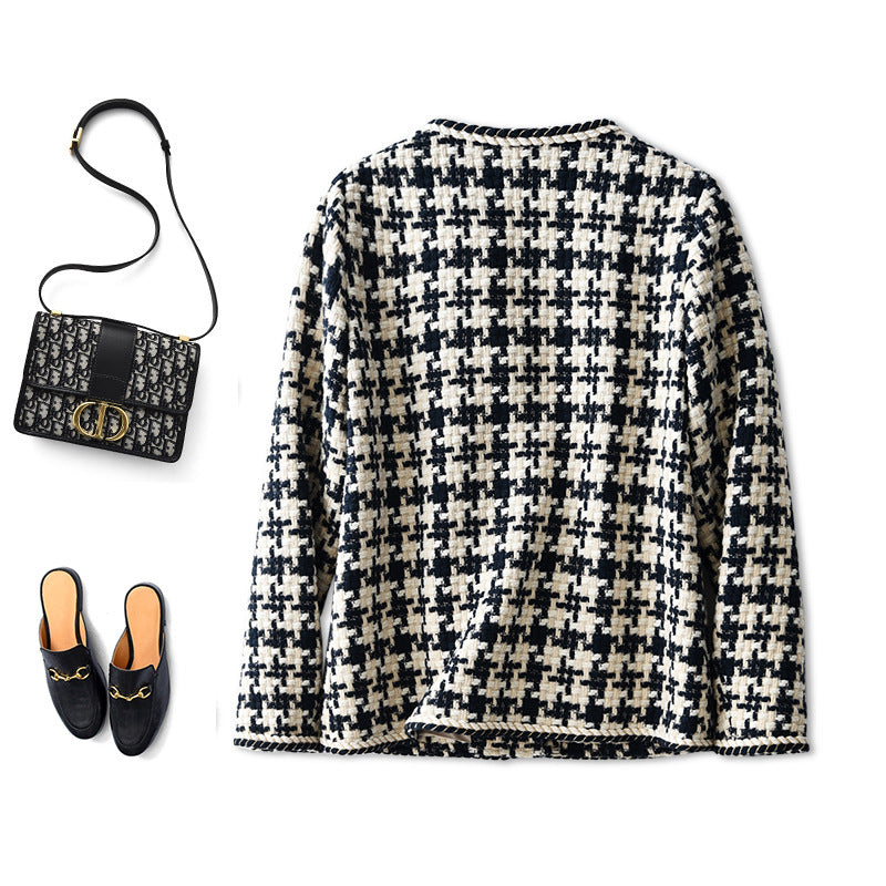Houndstooth Small Fragrance Jacket Women Clothing - Grace Beauty H&C