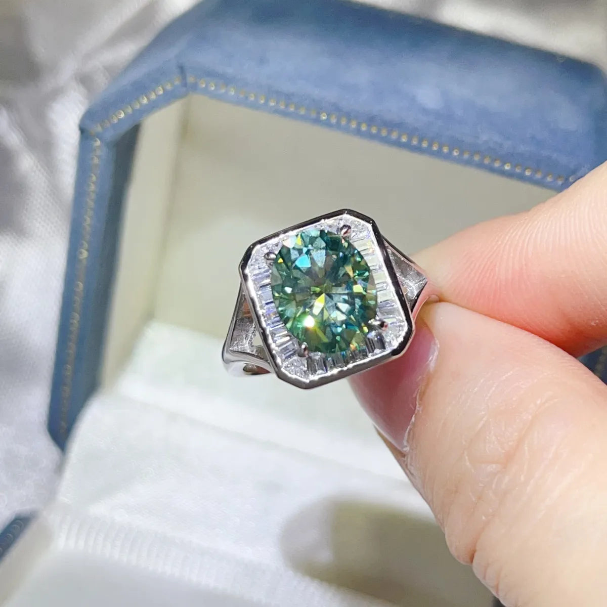 3 Carat Moissanite Engagement Square Ring - Grace Beauty H&C