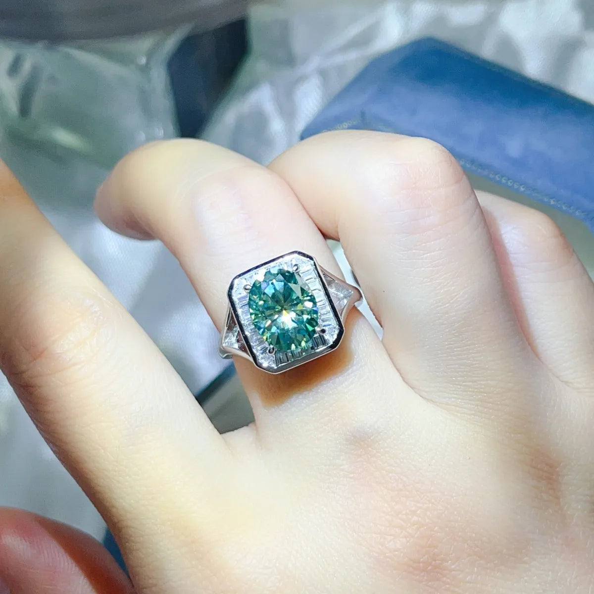 3 Carat Moissanite Engagement Square Ring - Grace Beauty H&C