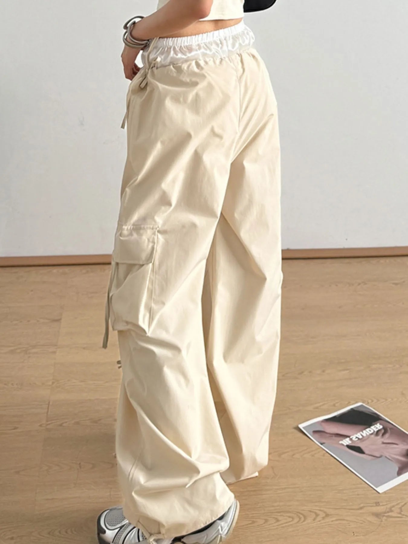Bow Elastic Waist Cargo Pants - Grace Beauty H&C