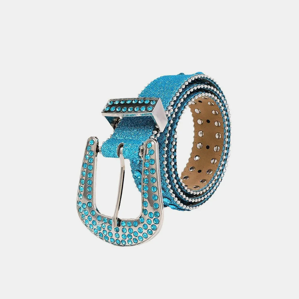 Rhinestone PU Leather Belt - Grace Beauty H&C