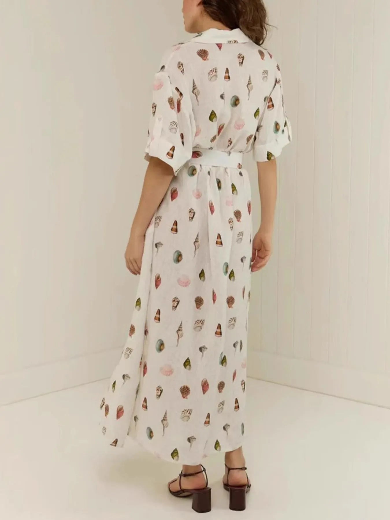 Printed Button Up Maxi Shirt Dress - Grace Beauty H&C