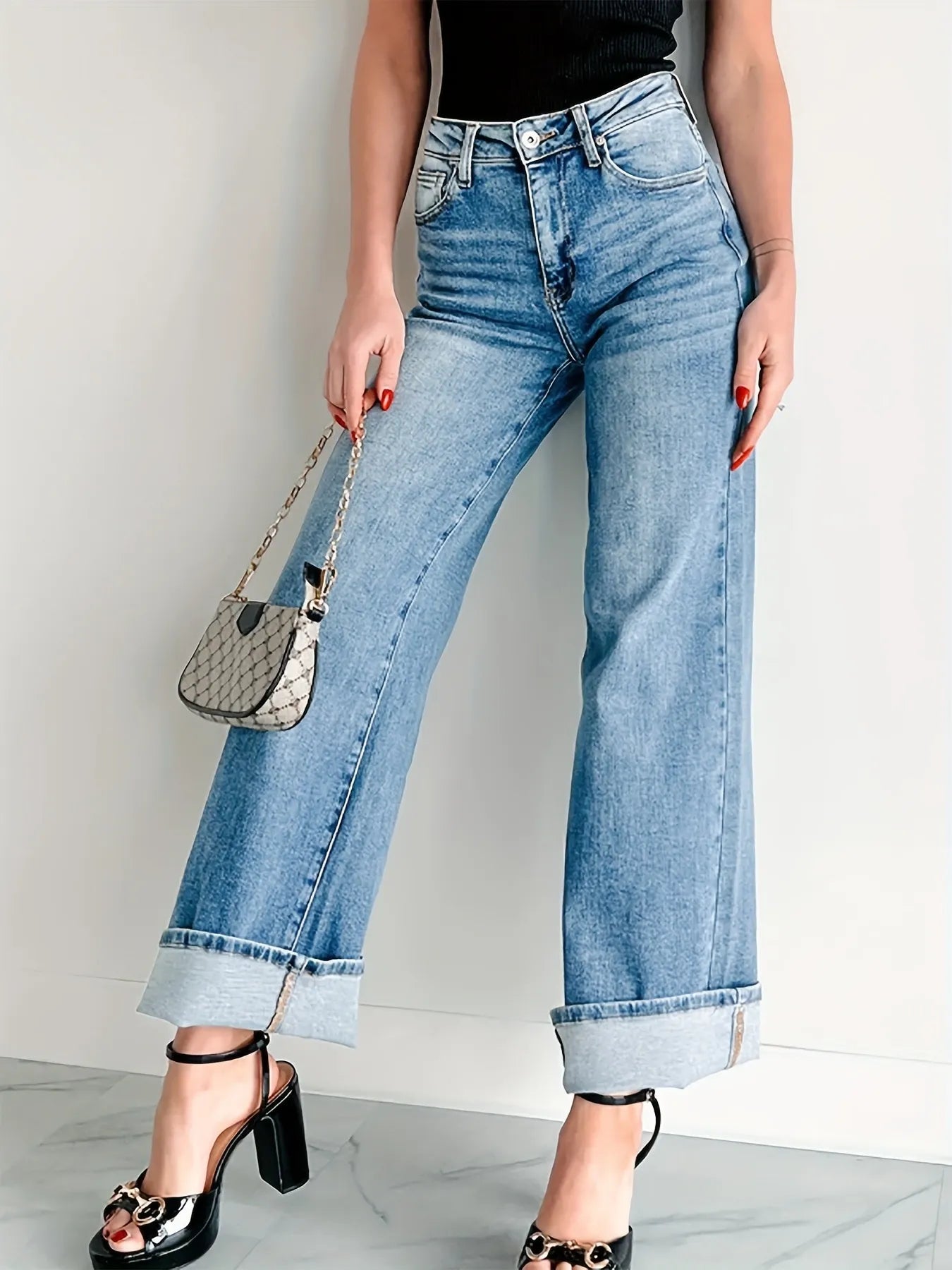 High-Waisted Wide Leg Jeans - Grace Beauty H&C