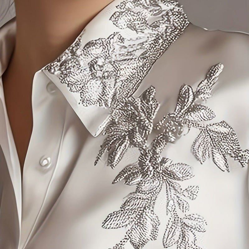 European And American Quality Embroidery Top Shirt Loose - Grace Beauty H&C