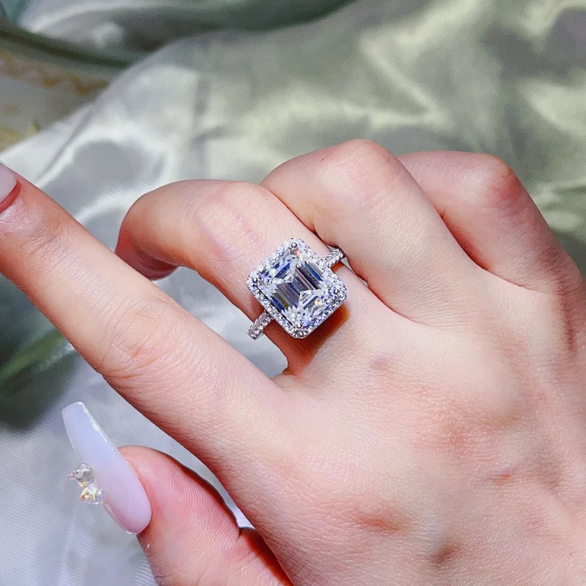 5 Carat Moissanite 925 Sterling Silver Ring - Grace Beauty H&C