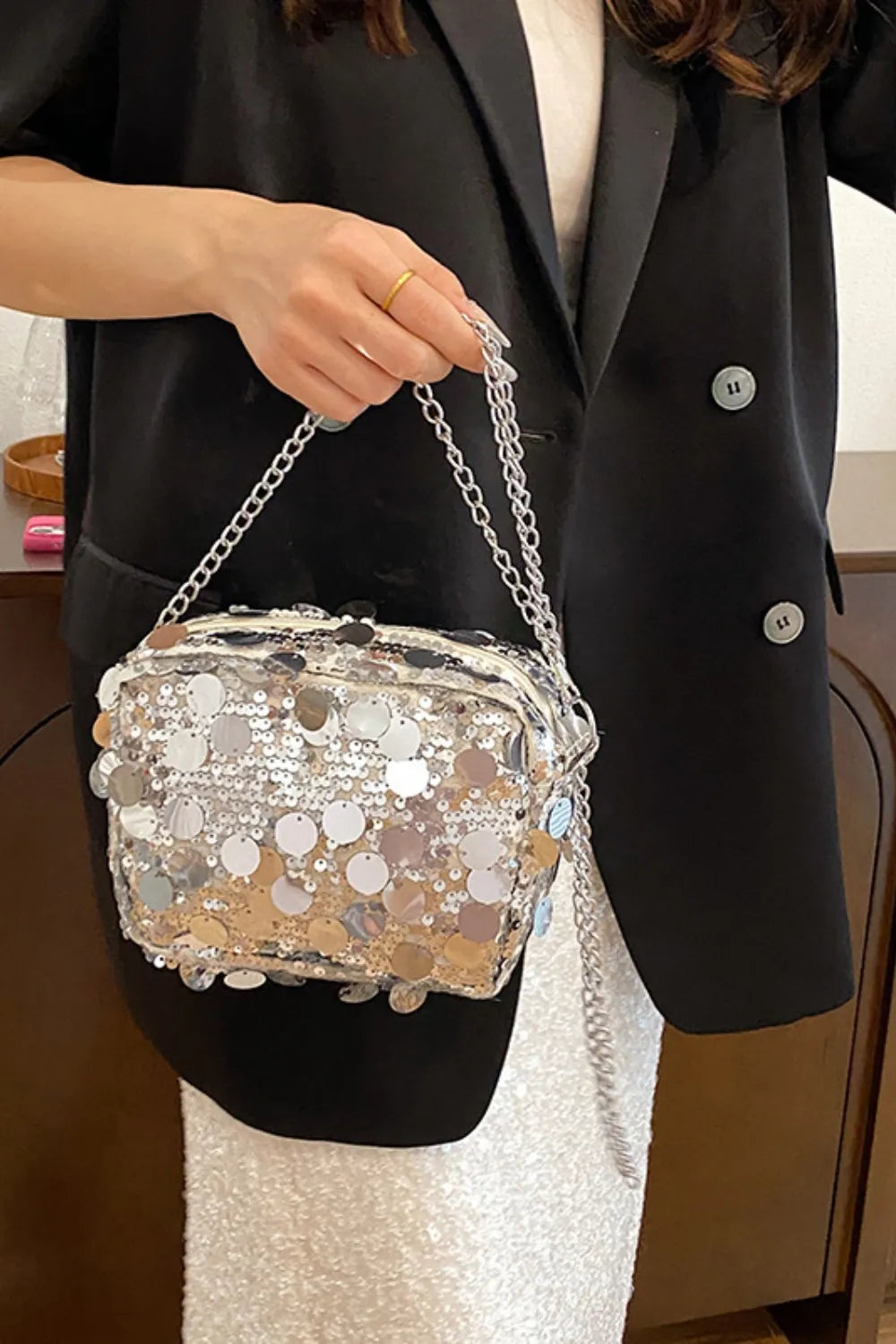 Sequin Chain Shoulder Bag - Grace Beauty H&C