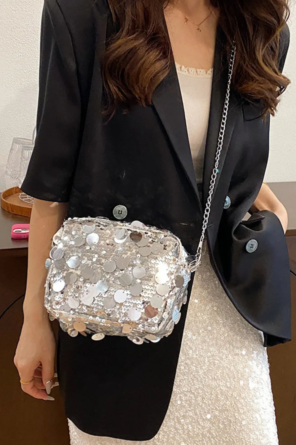 Sequin Chain Shoulder Bag - Grace Beauty H&C