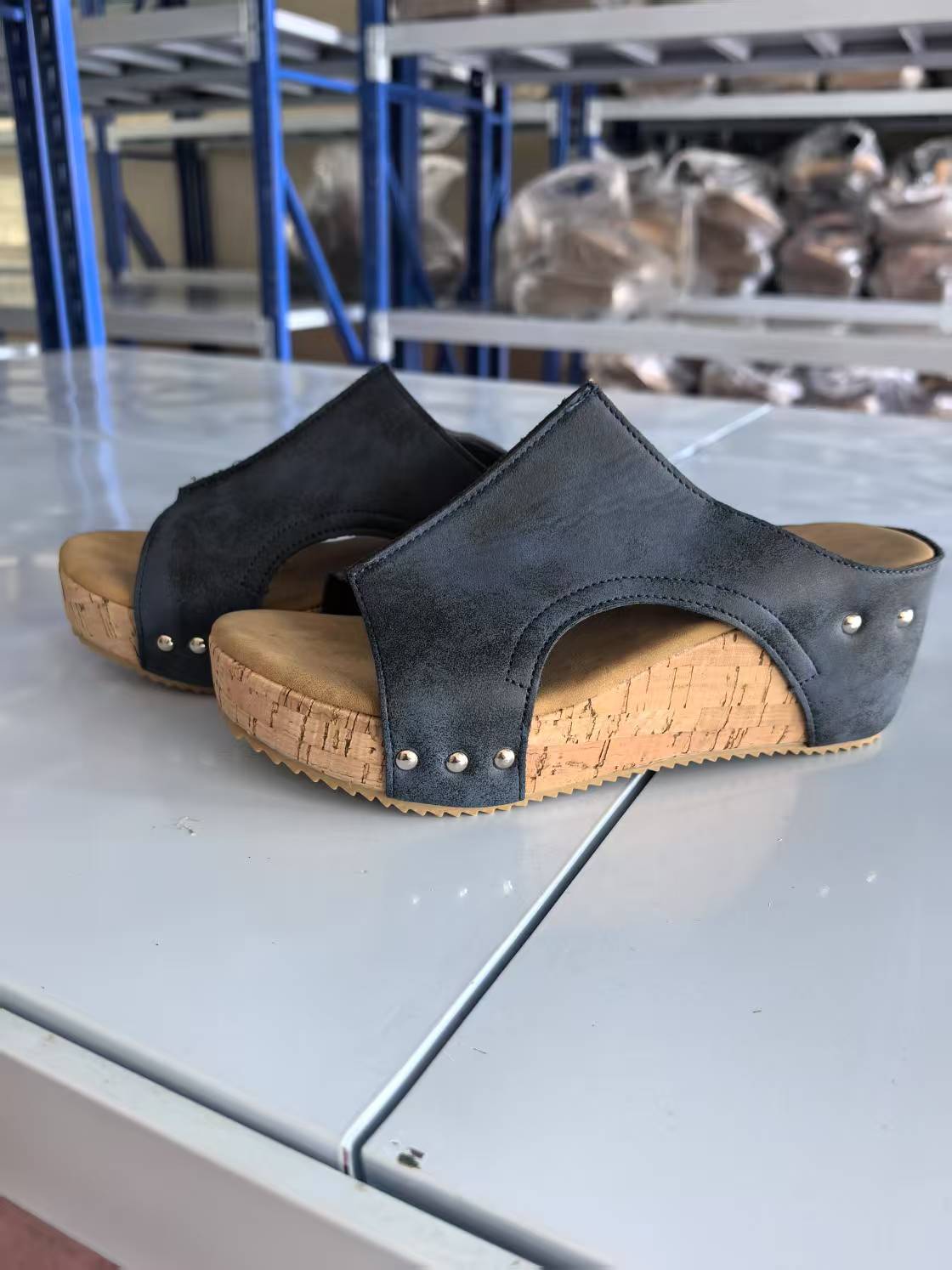 Wedge heel sandals, round-toed thick-soled Roman sandals, women's plus-size fish-mouth muffin ss - Grace Beauty H&C