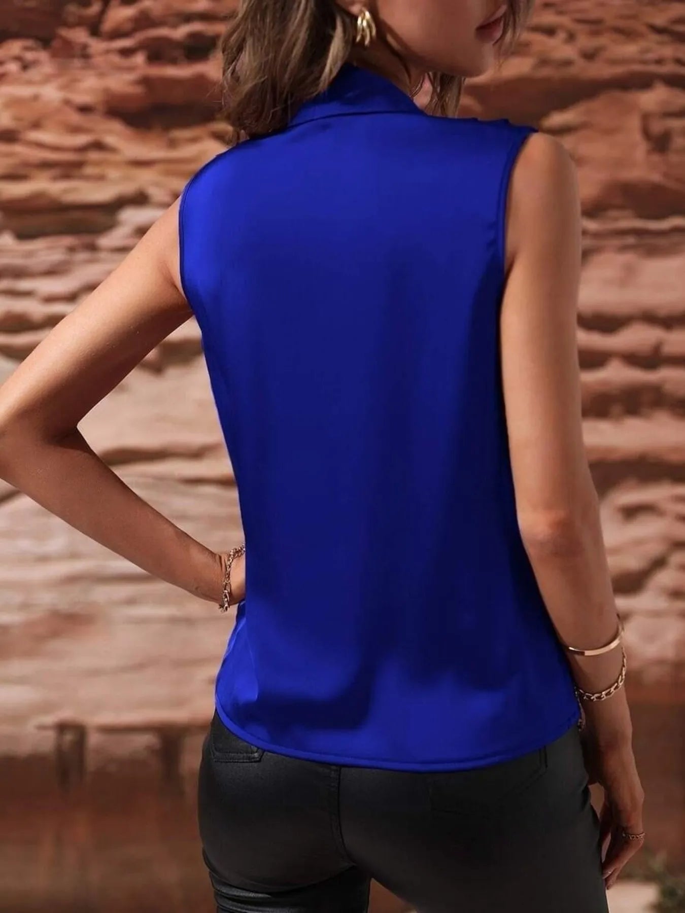 Sleeveless Wrap Draped Blouse - Grace Beauty H&C