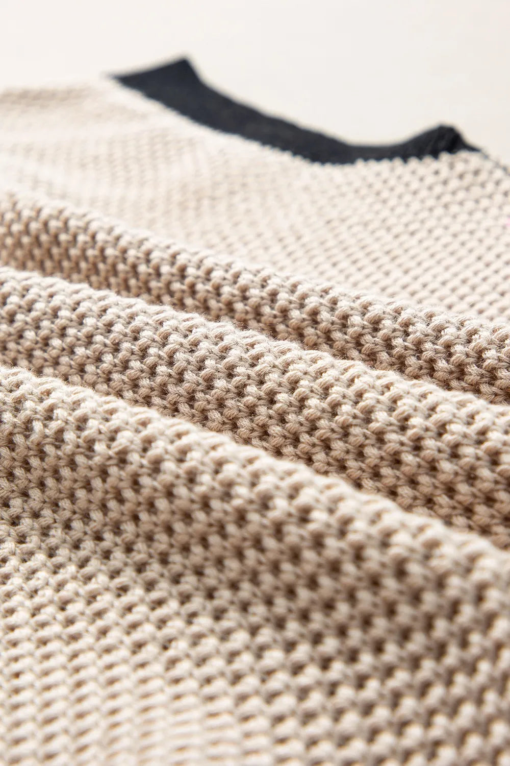 Textured Knit Sweater with Contrast Trim Details - Grace Beauty H&C