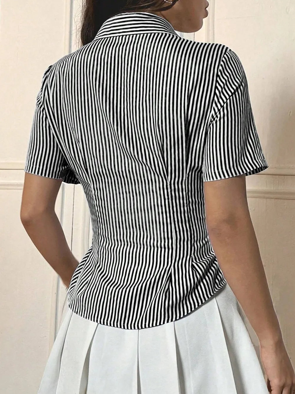Button Down Short Sleeve Shirt - Grace Beauty H&C
