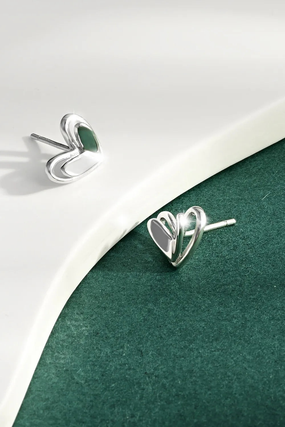 925 Sterling Silver Heart Stud Earrings - Grace Beauty H&C