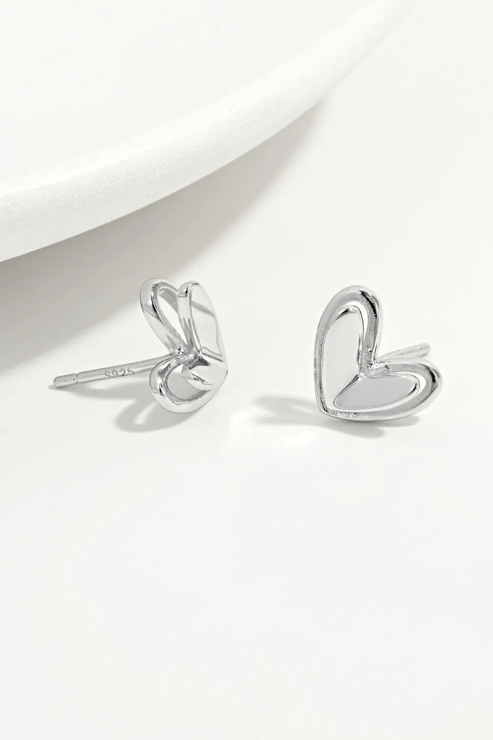 925 Sterling Silver Heart Stud Earrings - Grace Beauty H&C