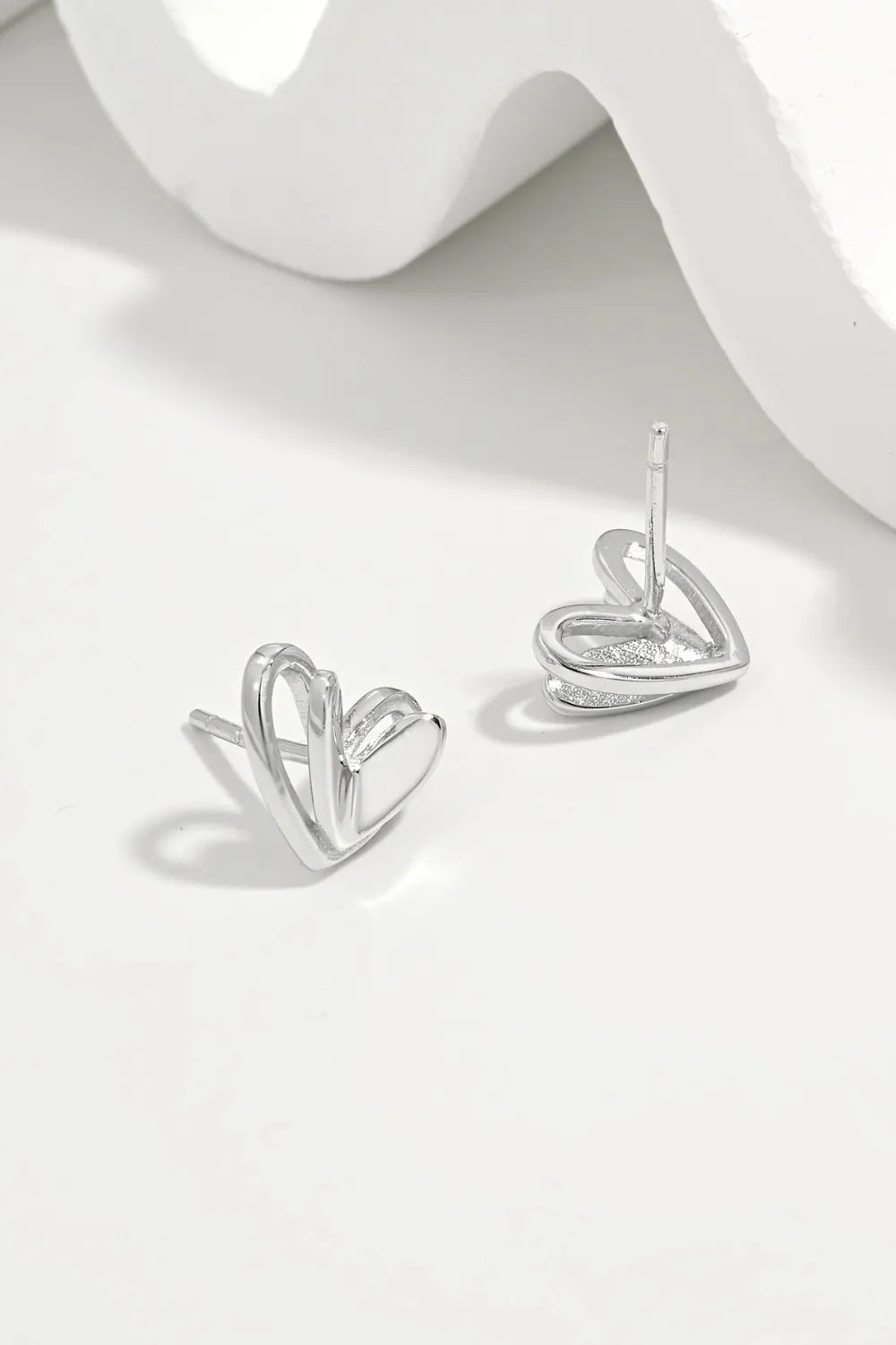 925 Sterling Silver Heart Stud Earrings - Grace Beauty H&C