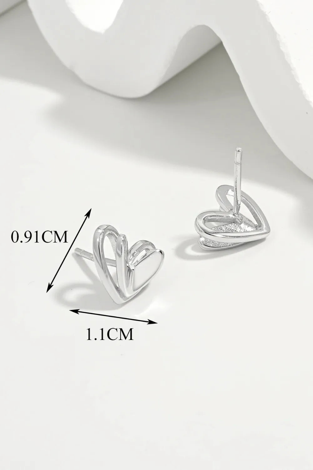 925 Sterling Silver Heart Stud Earrings - Grace Beauty H&C