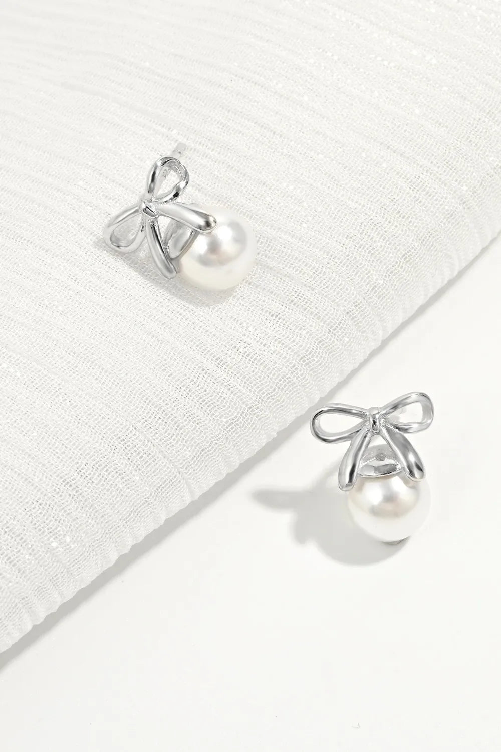 925 Sterling Silver Pearl Bow Earrings - Grace Beauty H&C