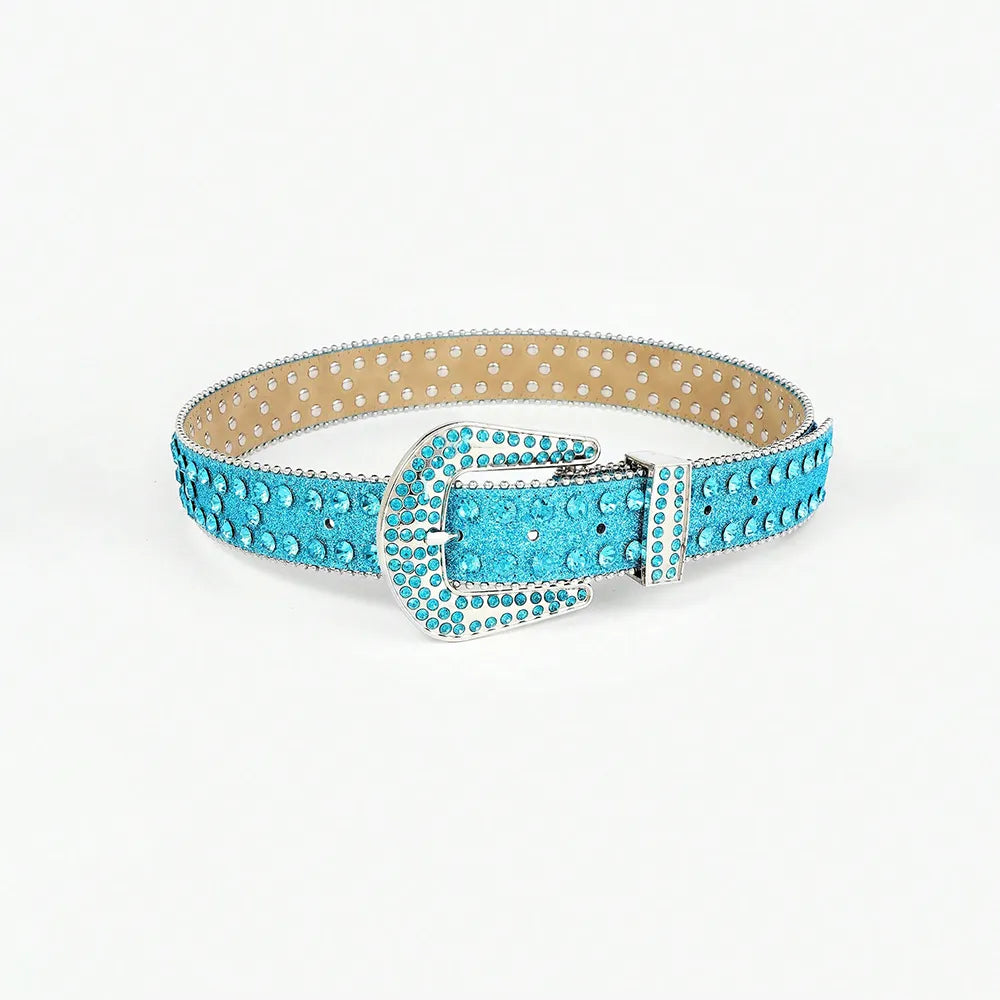 Rhinestone PU Leather Belt - Grace Beauty H&C