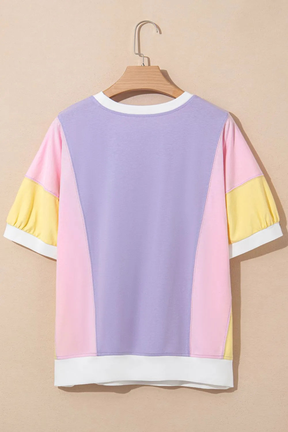 Color Block Patchwork Half Sleeve Oversized T Shirt - Grace Beauty H&C