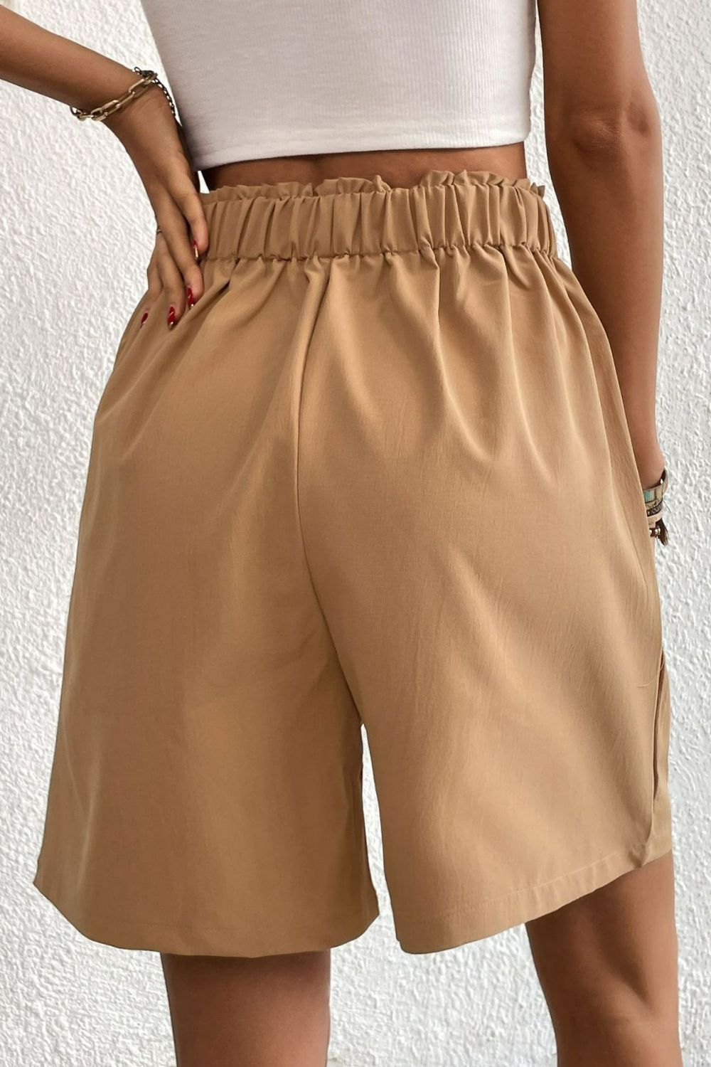 Buttoned Shorts – Elastic Waist Casual Summer - Grace Beauty H&C