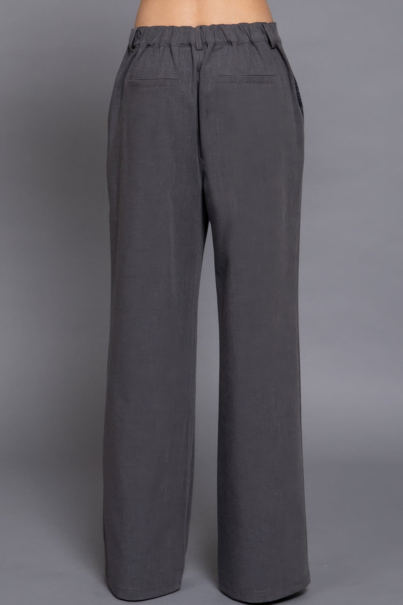 Back elastic straight woven long pants - Grace Beauty H&C