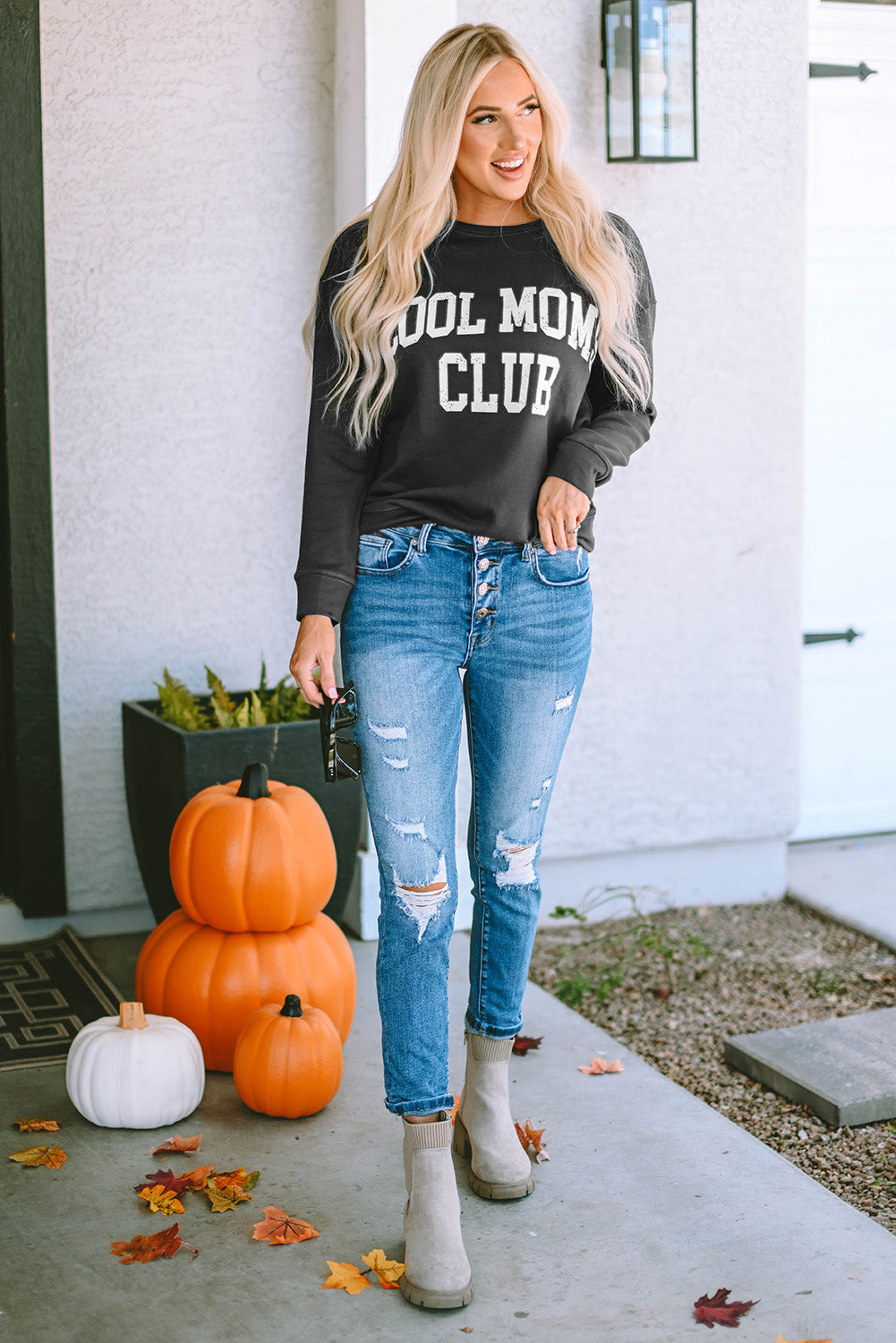 COOL MOM CLUB Round Neck Short Sleeve Sweatshirt - Grace Beauty H&C
