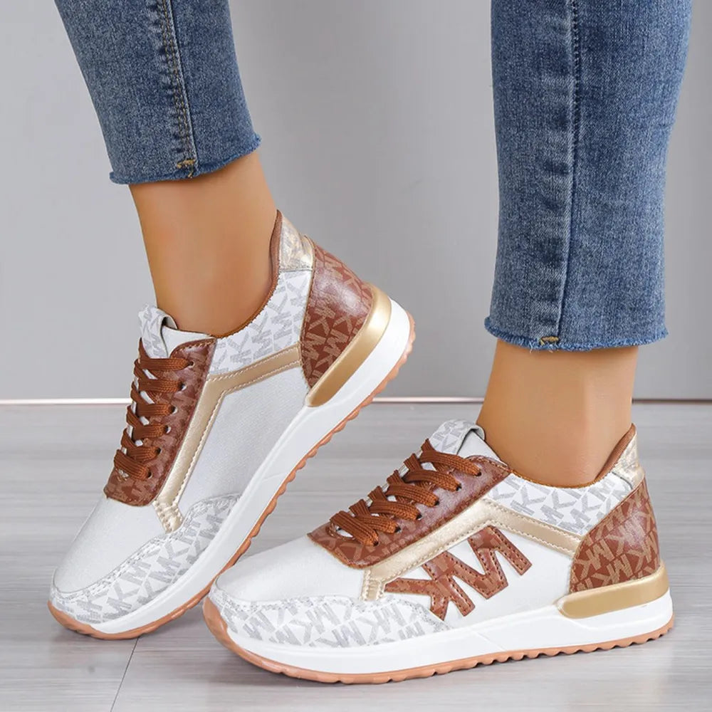 Contrast Lace Up Round Toe Sneakers - Grace Beauty H&C