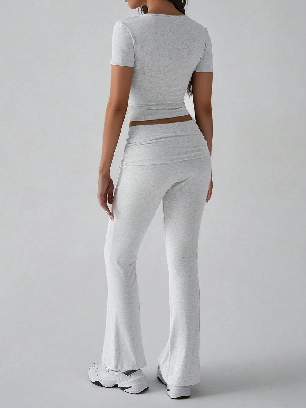 Devine V-Neck Top and Bootcut Leggings Set - Grace Beauty H&C