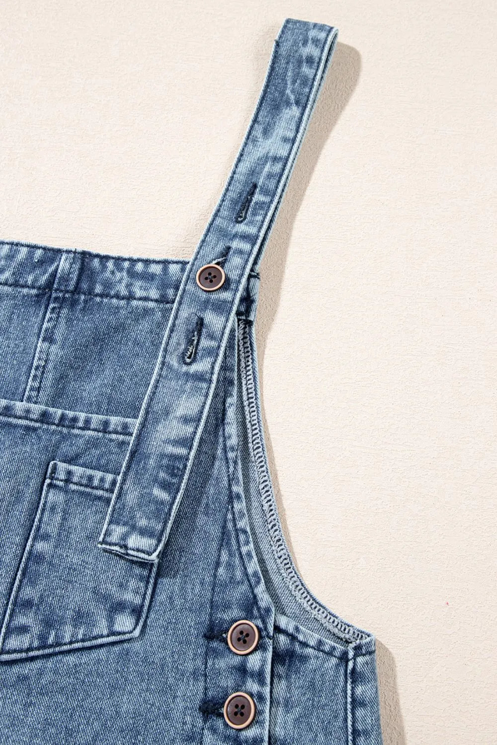 Distressed Denim Overalls – Wide Leg Bib Pocket Jumpsuit - Grace Beauty H&C