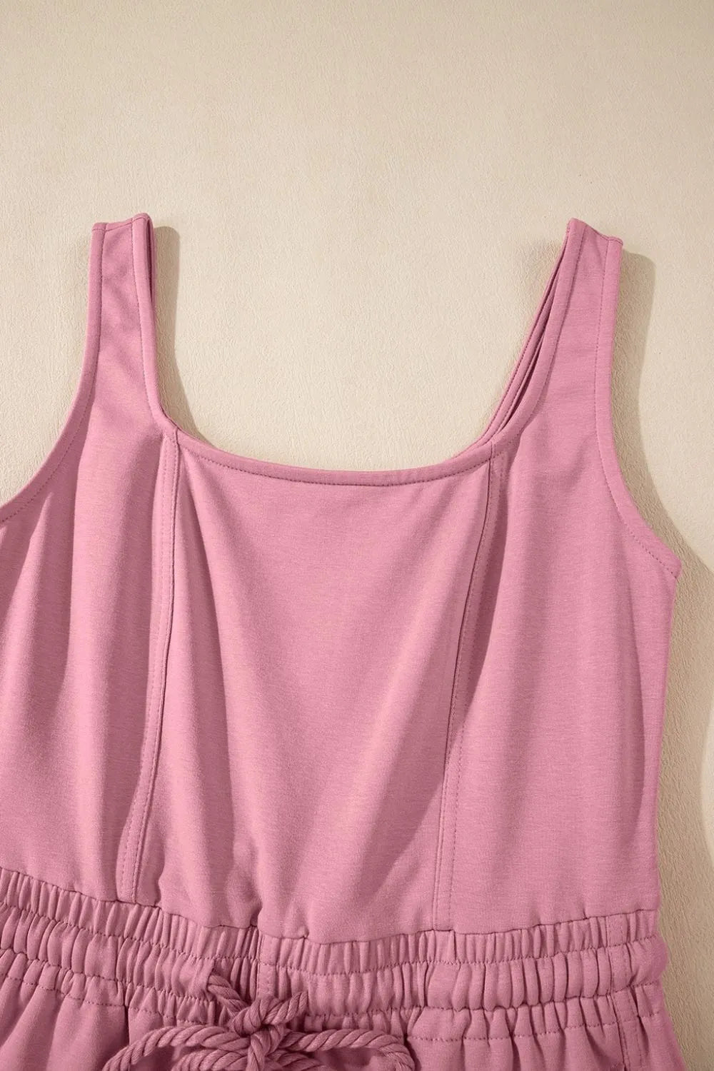 Elastic Waist Sleeveless Square Neck Jumpsuit – Chic One-Piece Outfit - Grace Beauty H&C