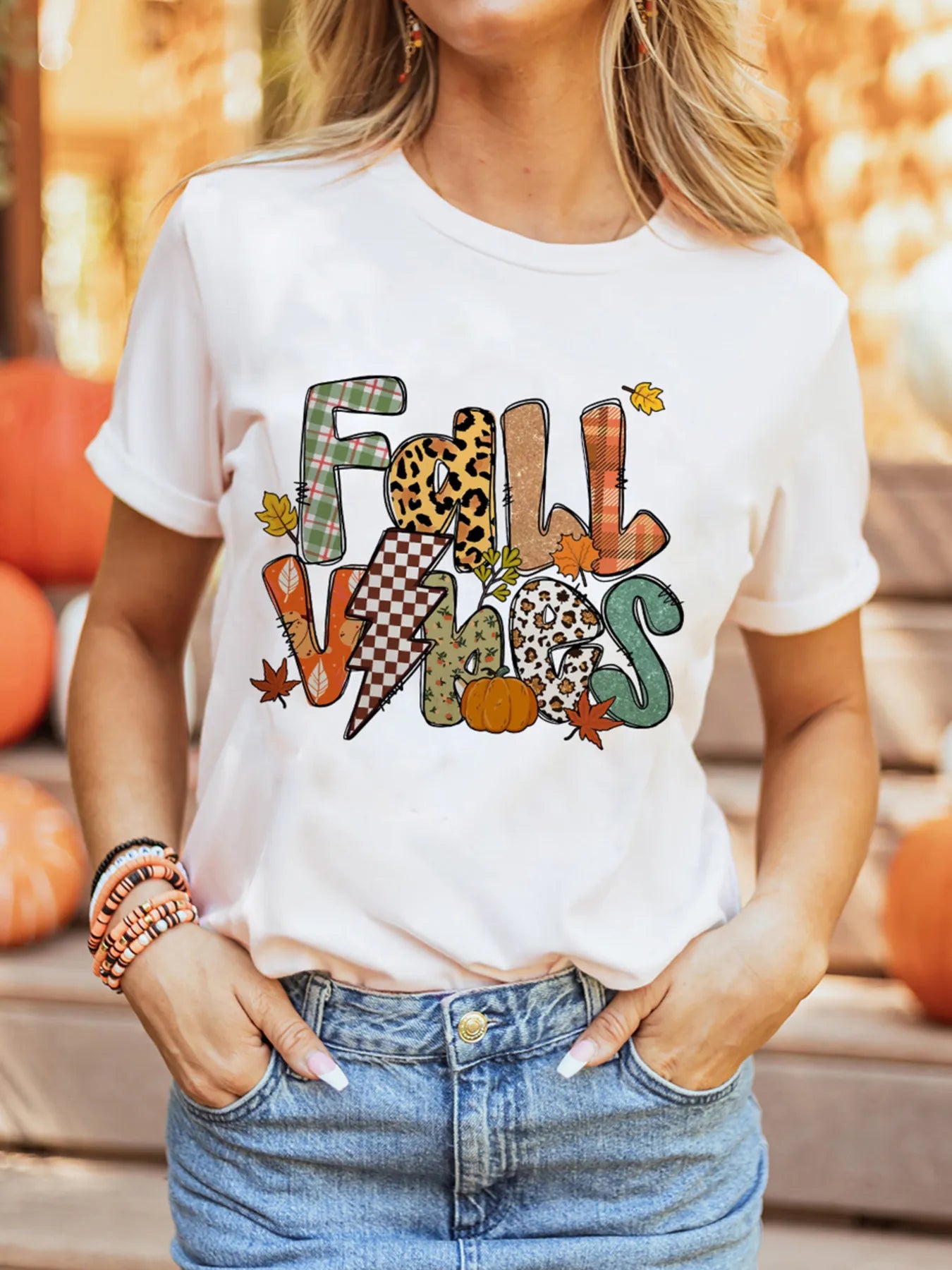 FALL VIBES Cotton Blend Casual T Shirt - Grace Beauty H&C