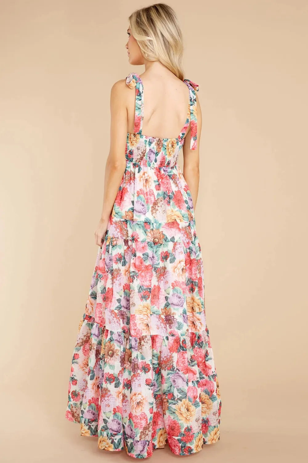 Floral Square Neck Wide Strap Maxi Dress - Grace Beauty H&C