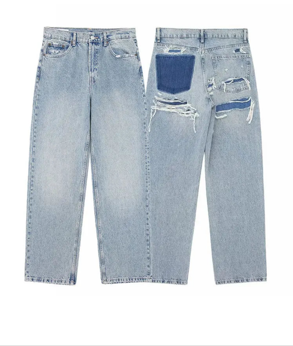 Women's Fashion Denim Blue Jeans Distressed - Grace Beauty H&C