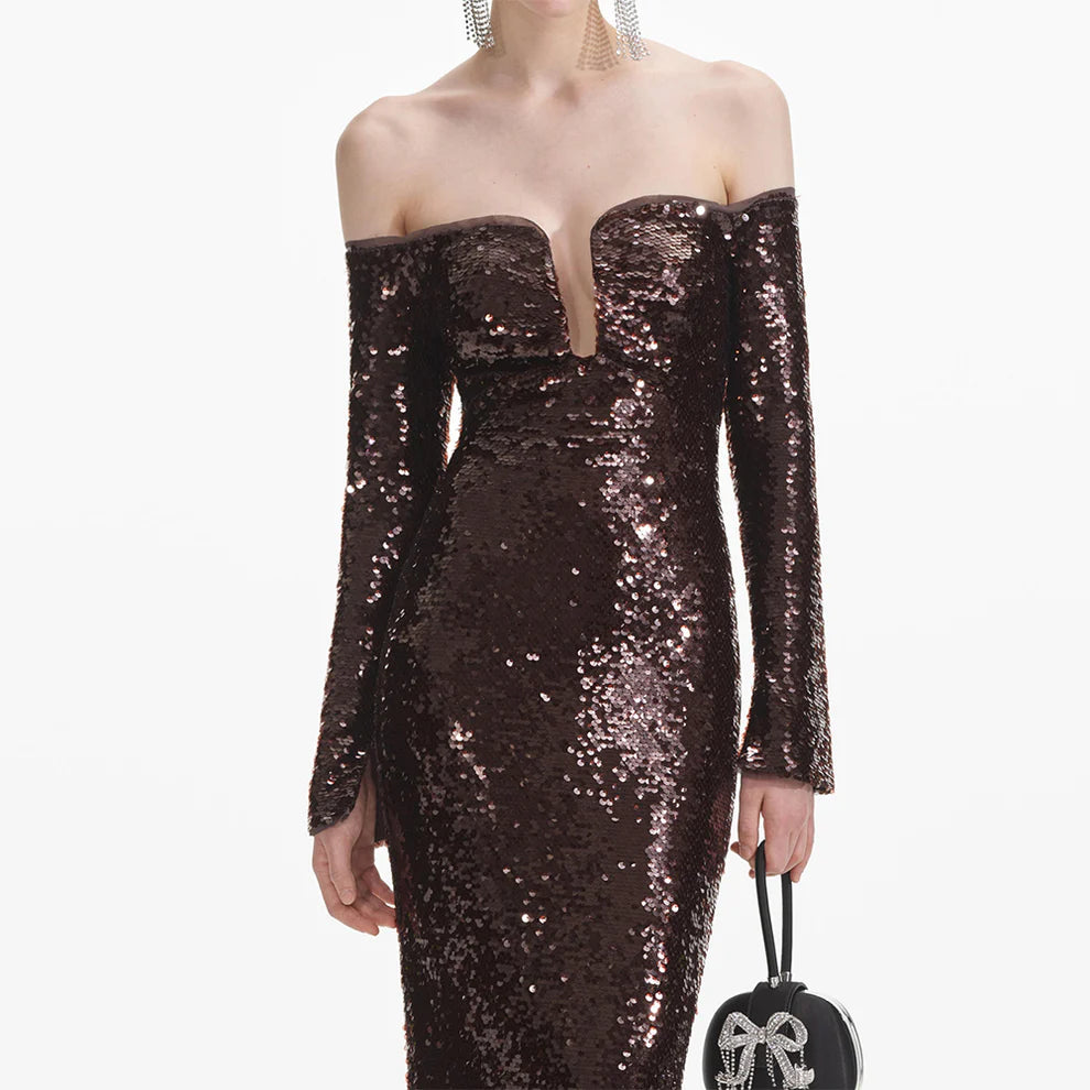 Maxi Dress Long Sleeves and Sequins - Grace beauty H&C