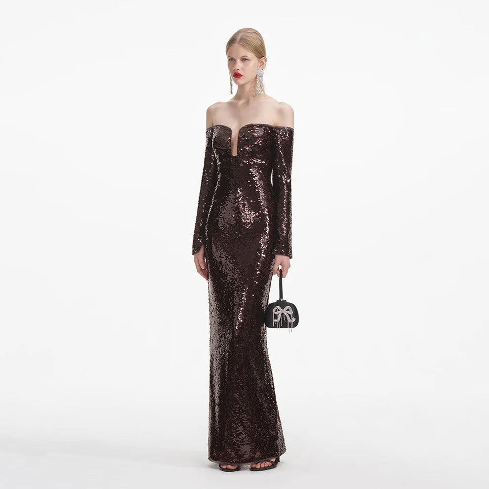 Maxi Dress Long Sleeves and Sequins - Grace beauty H&C