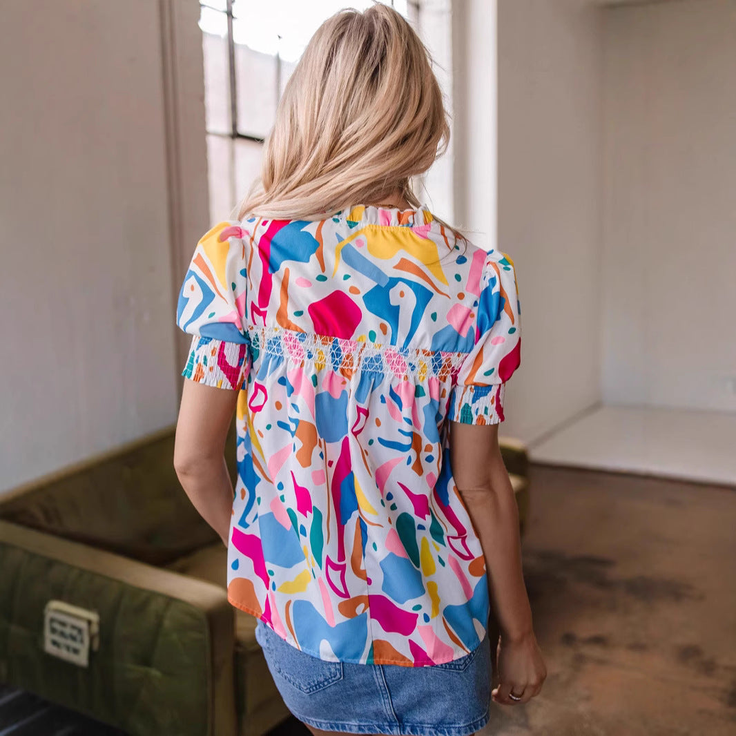 Women's Simple V-neck PO'MY Western Style Shirt - Grace Beauty H&C