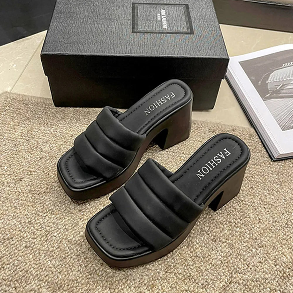 Open Toe Block Heel Sandals - Grace Beauty H&C