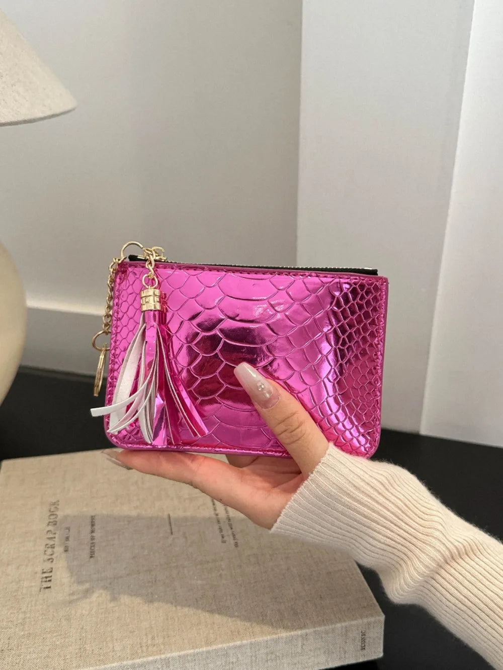 PU Leather Tassel Trim Card Case – Chic Wallet for Cards & Cash - Grace Beauty H&C