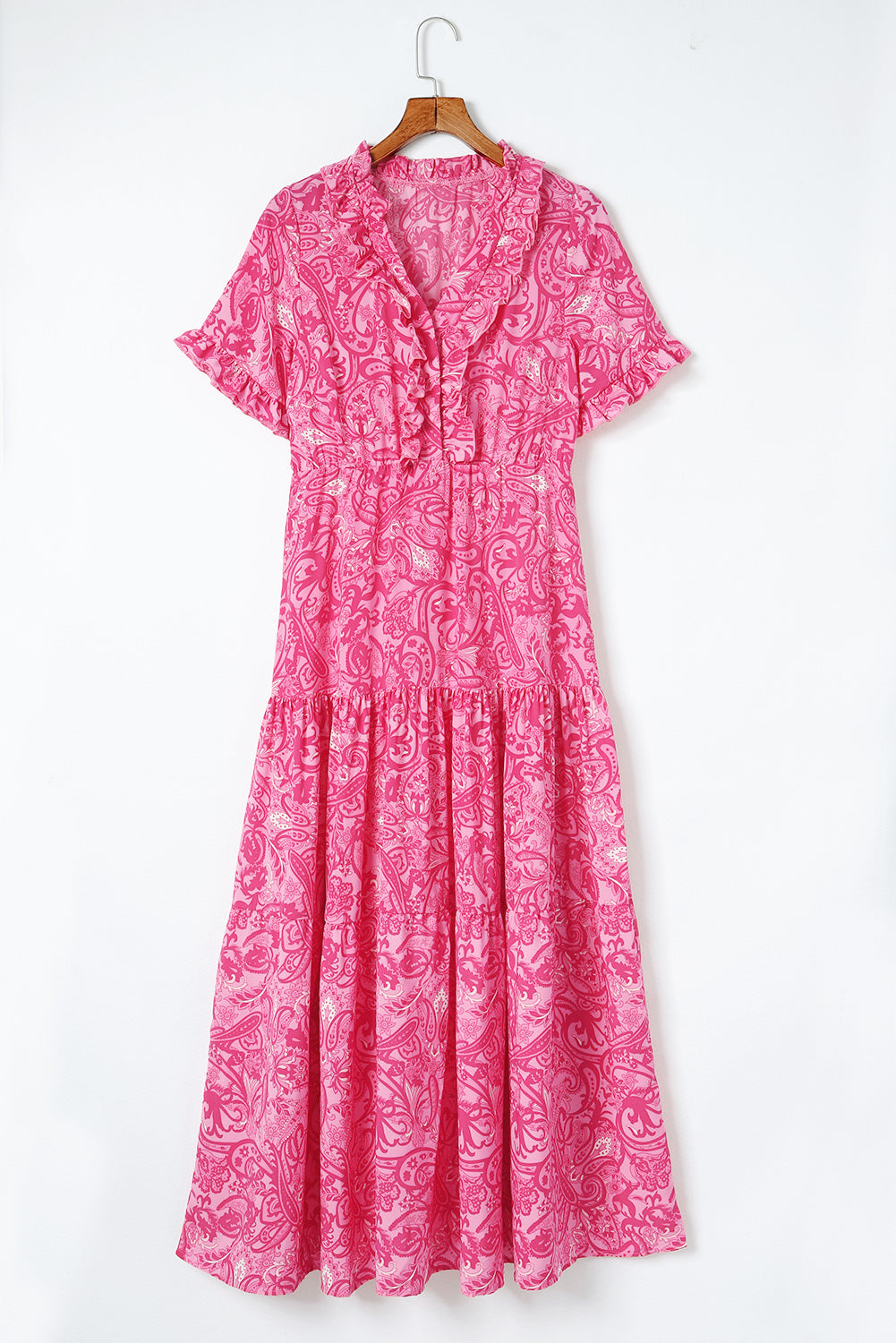 Paisley Print Flounce Sleeve Maxi Dress - Grace Beauty H&C