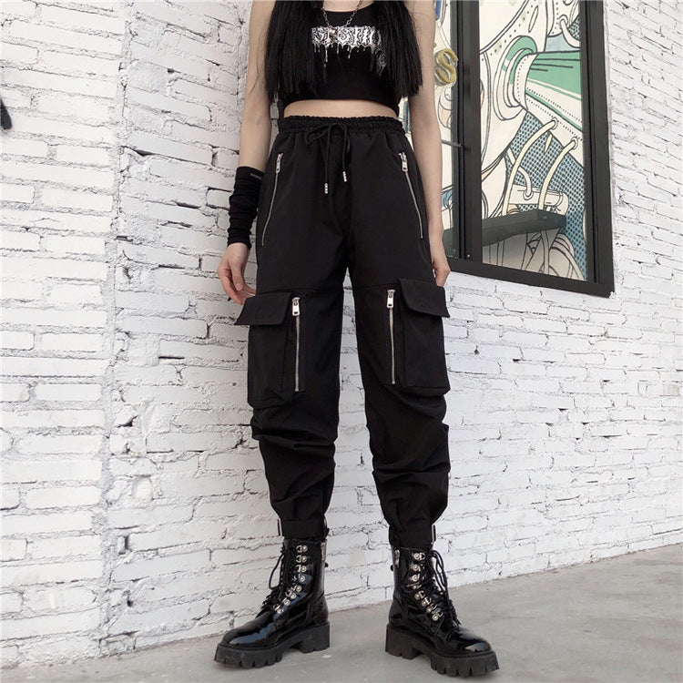 Pants high-waisted black slacks street machine style - Grace Beauty H&C
