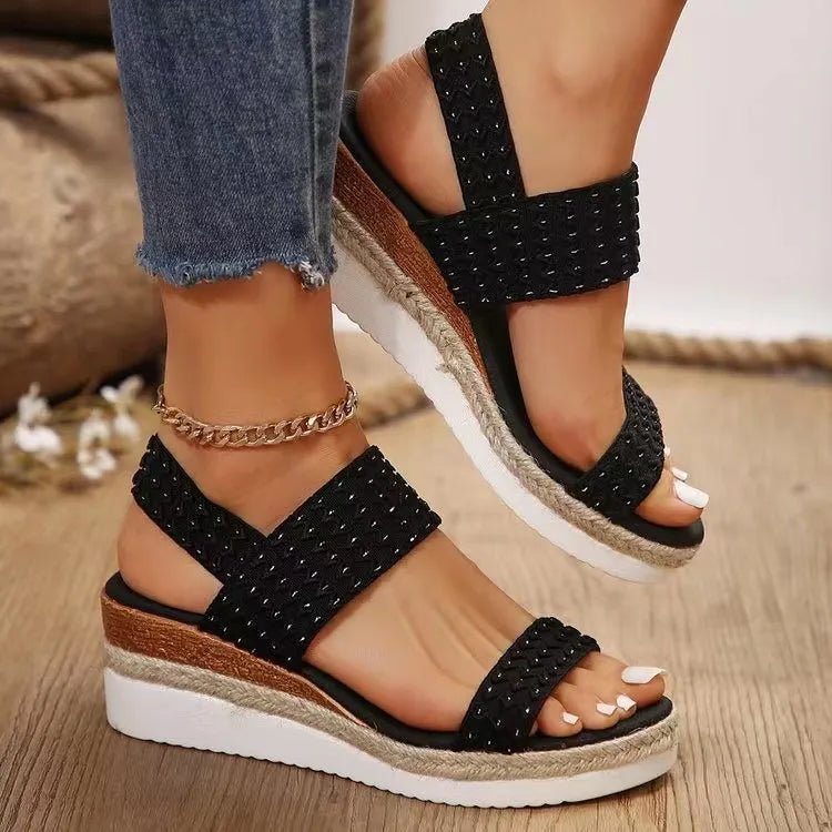 Peep Toe Wedge Sandals - Grace Beauty H&C