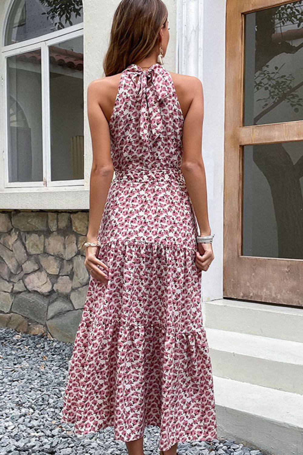Perfee Floral Tie-Waist Tiered Dress - Grace Beauty H&C