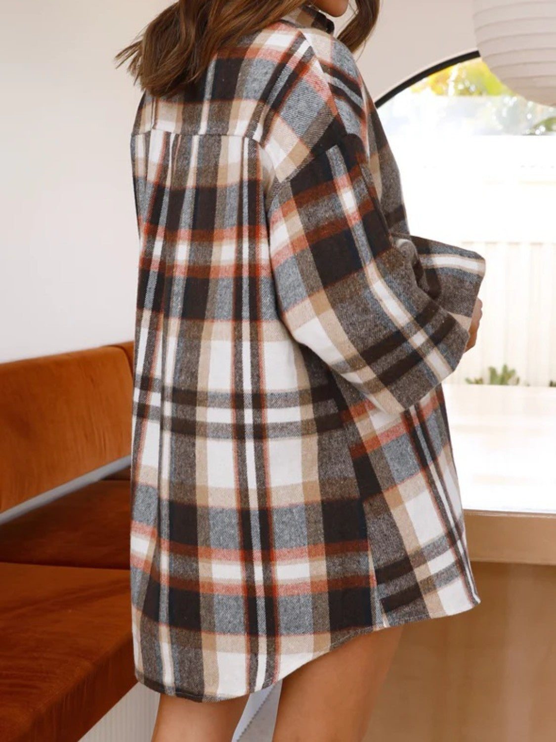 Plaid Lantern Sleeve Shirt - Grace Beauty H&C
